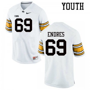#69 Tyler Endres Iowa Youth Embroidery Jersey White