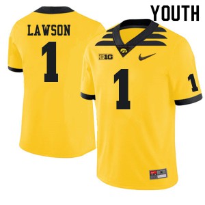 #1 AJ Lawson University of Iowa Youth University Jerseys Gold