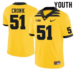 #51 Coy Cronk Iowa Hawkeyes Youth Stitched Jersey Gold