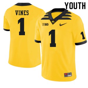 #1 Diante Vines Iowa Youth Stitched Jersey Gold