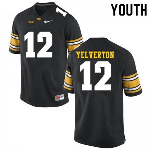 #12 Elijah Yelverton Hawkeyes Youth Stitch Jerseys Black