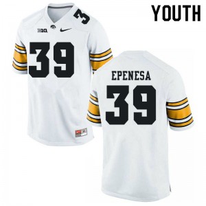 #39 Eric Epenesa University of Iowa Youth Stitched Jersey White