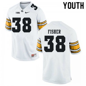 #38 Jake Fisher Iowa Youth Football Jerseys White