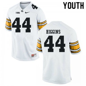 #44 Jay Higgins University of Iowa Youth Stitch Jersey White