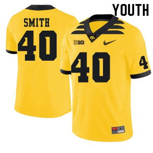 #40 Josef Smith University of Iowa Youth Stitch Jerseys Gold