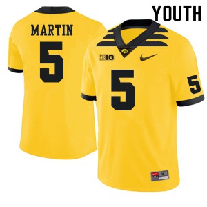 #5 Oliver Martin Hawkeyes Youth NCAA Jersey Gold