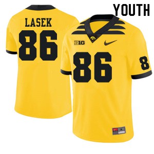#86 Zack Lasek Hawkeyes Youth Stitch Jersey Gold