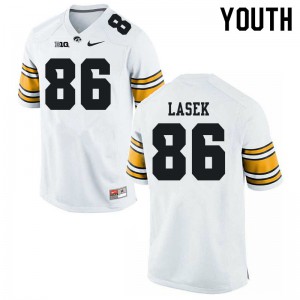 #86 Zack Lasek Hawkeyes Youth University Jersey White