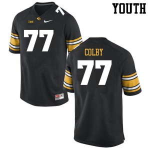 #77 Connor Colby University of Iowa Youth University Jerseys Black