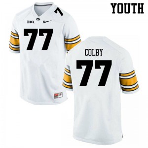 #77 Connor Colby University of Iowa Youth Embroidery Jerseys White