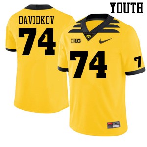 #74 David Davidkov Hawkeyes Youth Stitch Jersey Gold