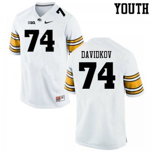 #74 David Davidkov University of Iowa Youth University Jerseys White