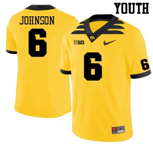 #6 Keagan Johnson University of Iowa Youth Player Jersey Gold