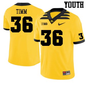 #36 Mike Timm Hawkeyes Youth Player Jersey Gold