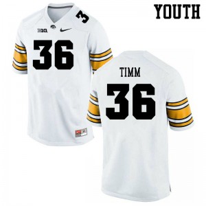 #36 Mike Timm Iowa Hawkeyes Youth Stitched Jerseys White
