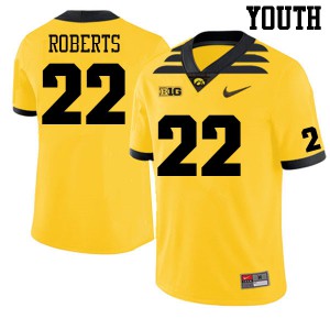 #22 Terry Roberts Iowa Hawkeyes Youth High School Jersey Gold