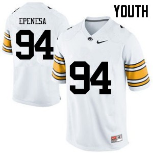 #94 A.J. Epenesa Iowa Hawkeyes Youth Official Jersey White