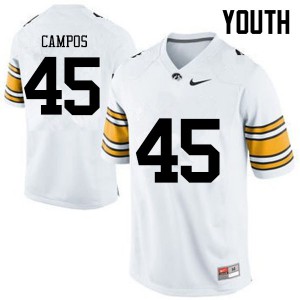 #45 Ben Campos Hawkeyes Youth Official Jerseys White