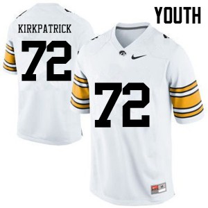 #72 Coy Kirkpatrick University of Iowa Youth Stitched Jersey White