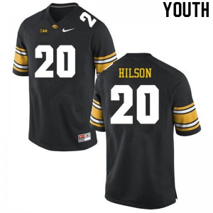 #20 Deavin Hilson Hawkeyes Youth Football Jerseys Black