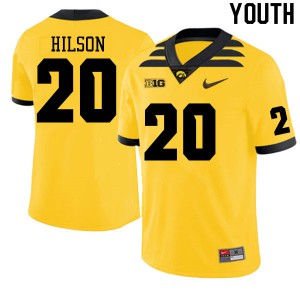 #20 Deavin Hilson University of Iowa Youth Football Jersey Gold