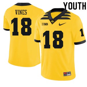 #18 Diante Vines Hawkeyes Youth Alumni Jersey Gold