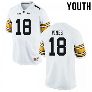 #18 Diante Vines University of Iowa Youth Stitched Jersey White