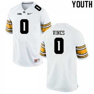 #0 Diante Vines University of Iowa Youth Stitch Jerseys White