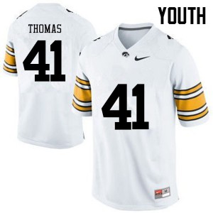 #41 Drew Thomas Iowa Youth Football Jerseys White