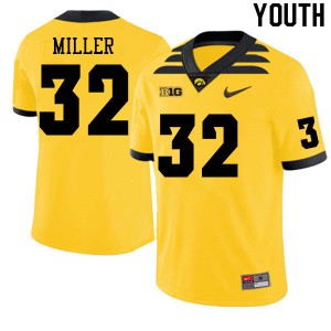 #32 Eli Miller University of Iowa Youth Official Jersey Gold