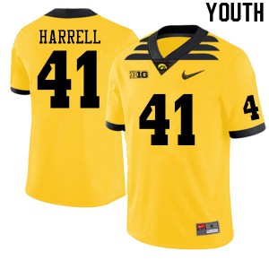 #41 Jaden Harrell University of Iowa Youth Player Jerseys Gold