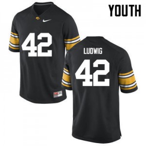 #42 Joe Ludwig University of Iowa Youth Football Jerseys Black
