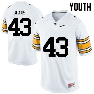 #43 Keegan Glaus Iowa Youth NCAA Jerseys White