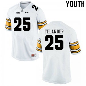 #25 Kelby Telander Iowa Youth Football Jersey White