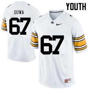 #67 Levi Duwa University of Iowa Youth Player Jersey White