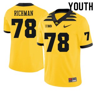 #78 Mason Richman Iowa Youth Embroidery Jerseys Gold