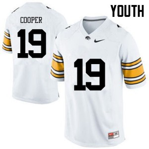#19 Max Cooper University of Iowa Youth Stitch Jerseys White