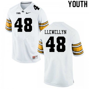 #48 Max Llewellyn University of Iowa Youth Football Jersey White