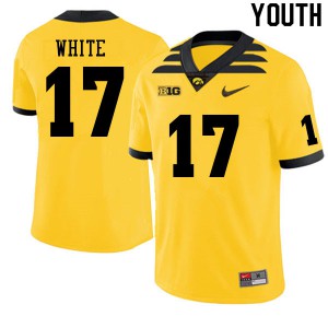 #17 Max White Iowa Hawkeyes Youth Football Jersey Gold