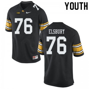 #76 Tyler Elsbury University of Iowa Youth Official Jerseys Black