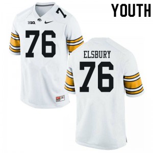#76 Tyler Elsbury University of Iowa Youth Player Jerseys White